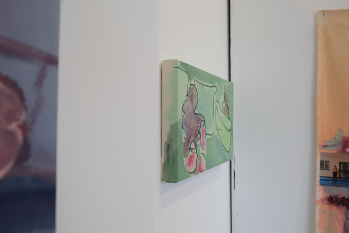 ‘2in1 - Dinsturbance’; Installation view, Acrylic and oil pastel on canvas, 50 x 30cm