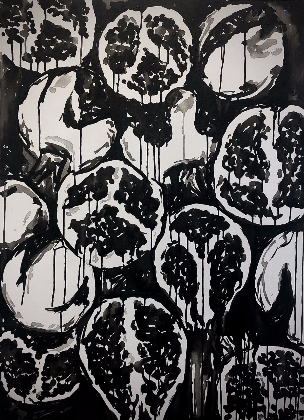 'A Rot In The System', Ink on canvas, 80 x 110cm