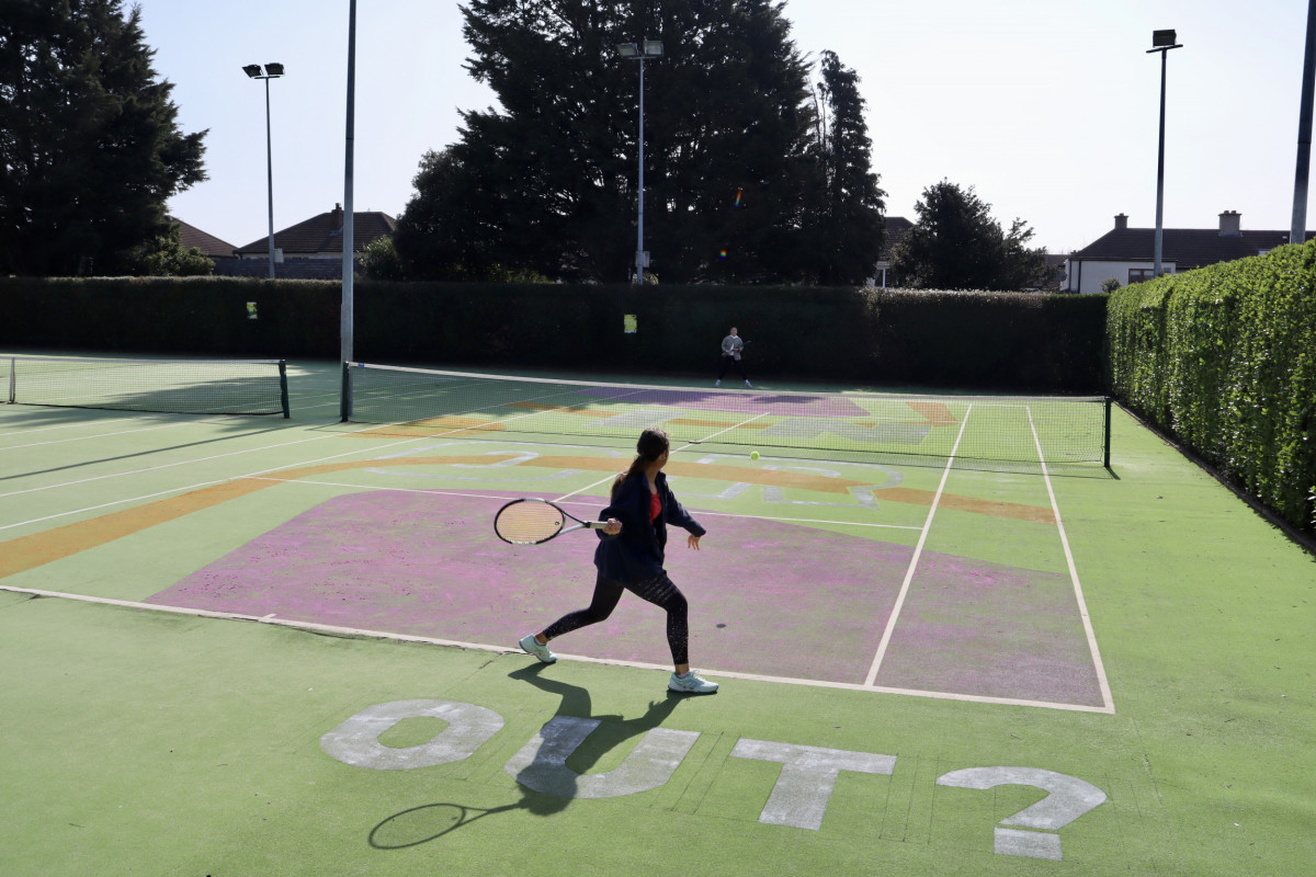'In or Out?'; Tennis court in use