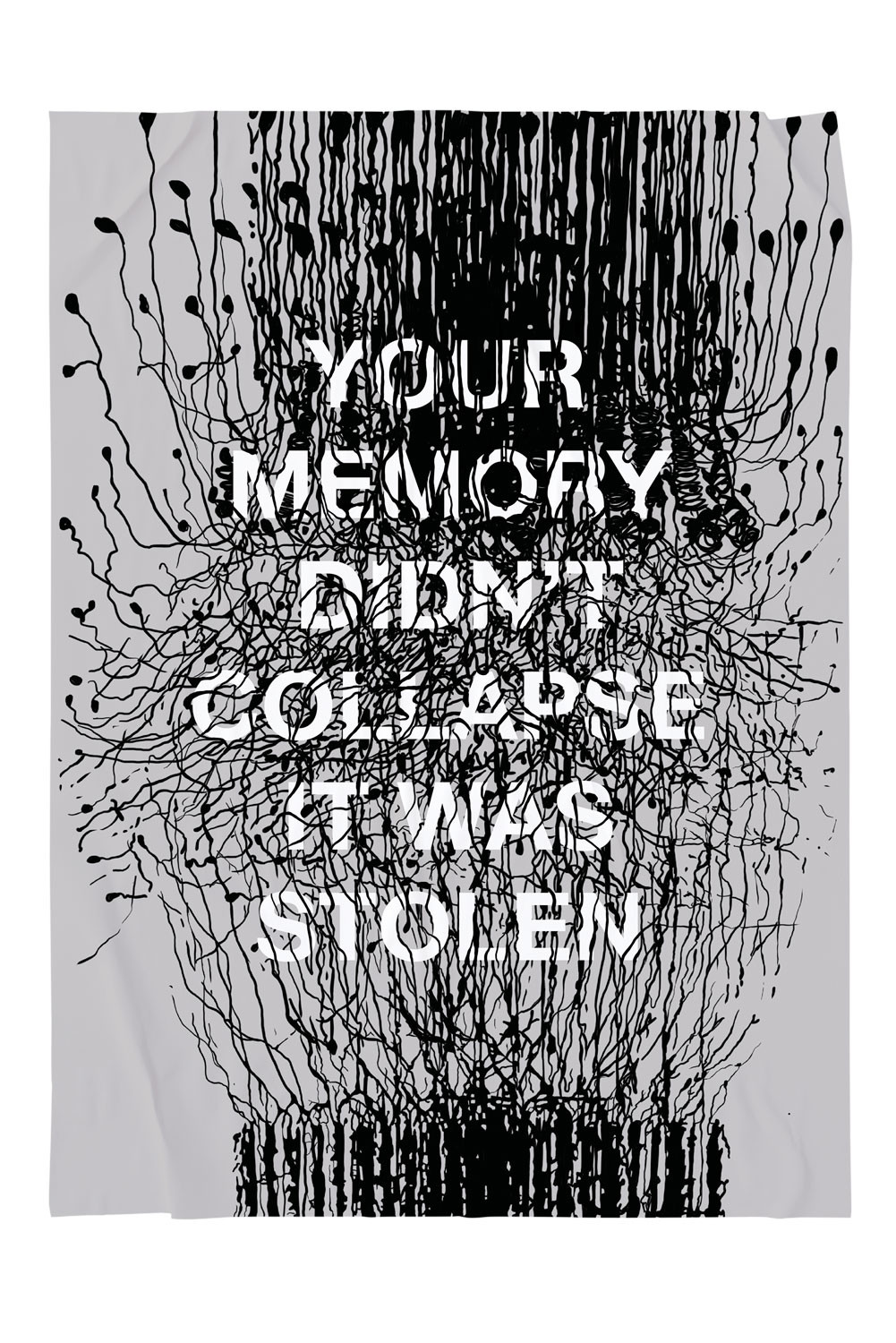 'Stolen Memory'; Poster. Highlighting the issue of digital dependency causing memory loss