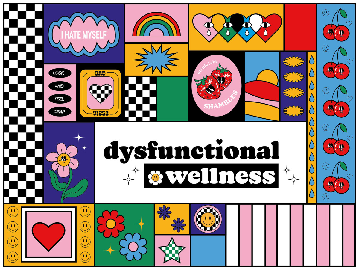 'Dysfunctional Wellness'; A satirical self care brand identity
