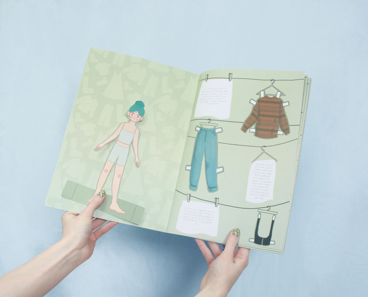 'Nothing To Wear'; Double page spread and paper doll