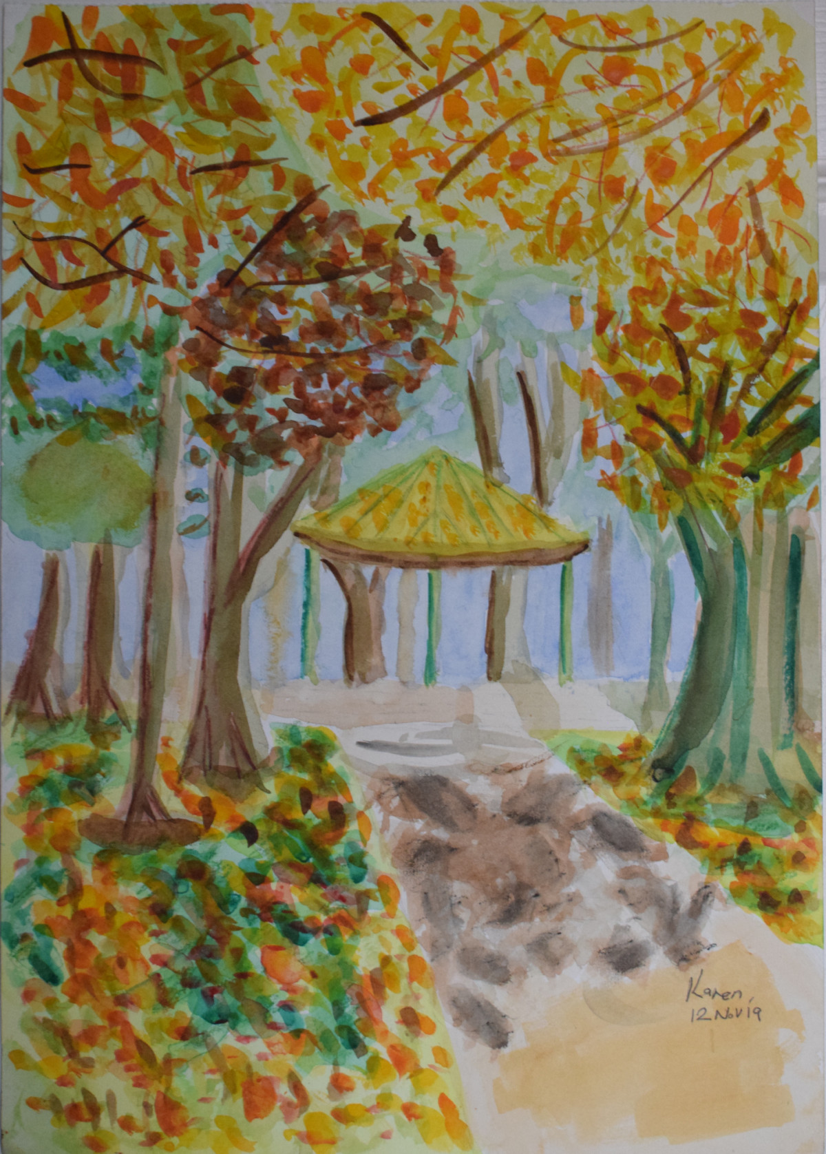 'Autumn'; Watercolour on paper