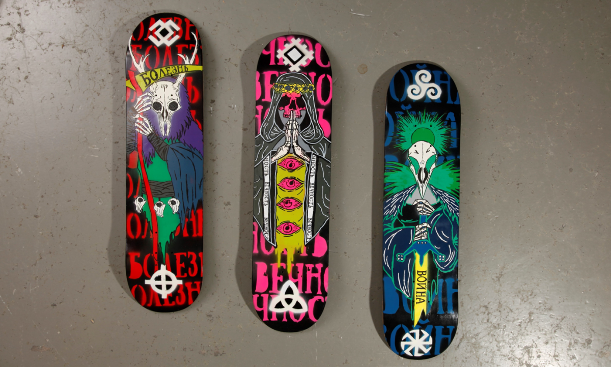 Outcome 1; Hand painted skateboard decks
