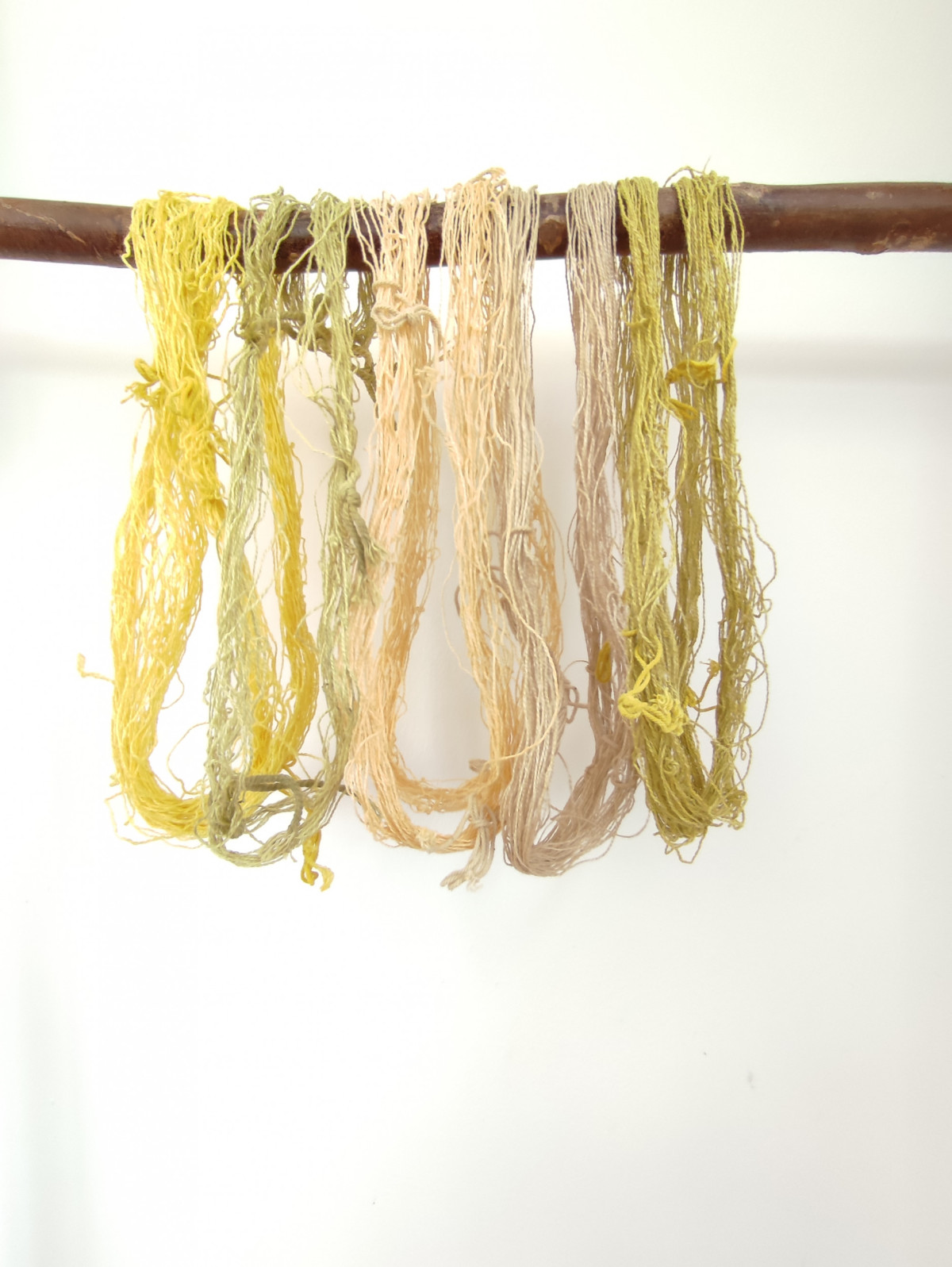 Naturally dyed linen hanks