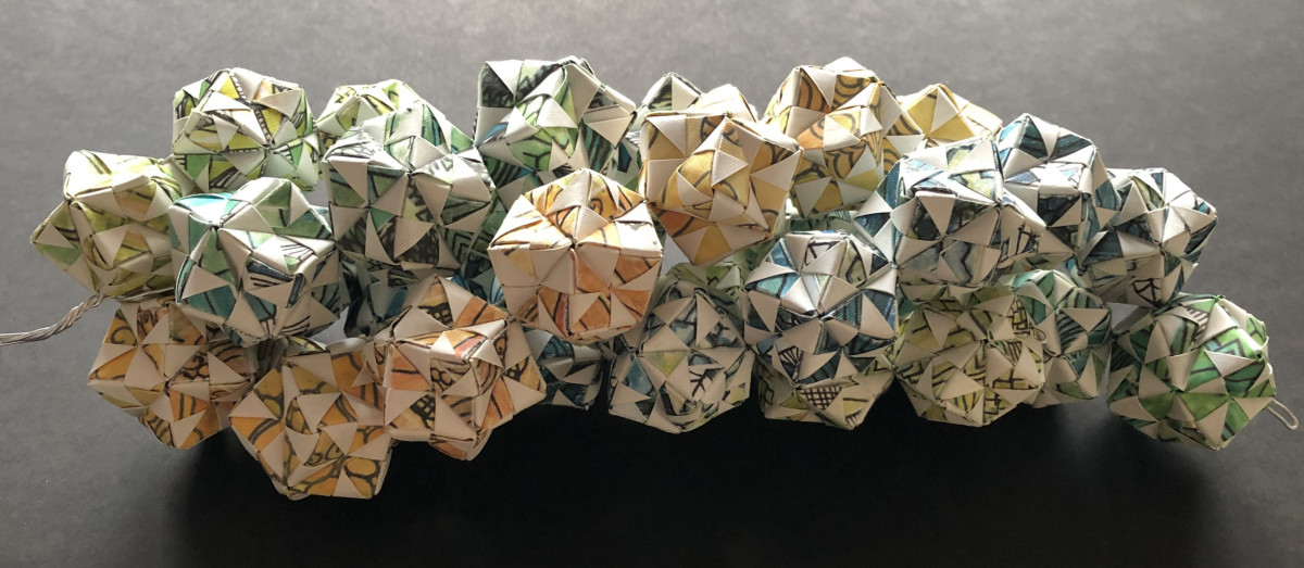 Sculpture made with origami polygons; 30 x 11 cm x 7cm